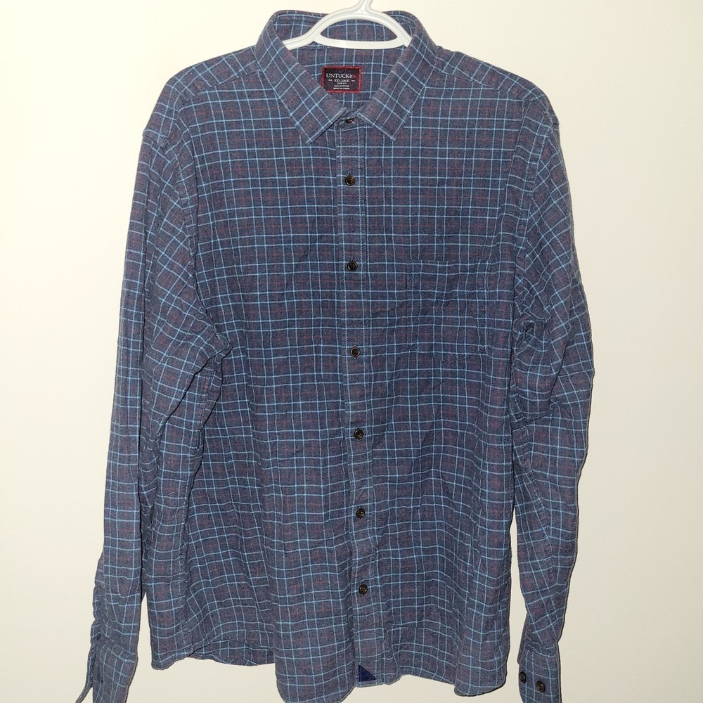 Untuckit Slim Fit Long Sleeve Button Up Flannel Men's Size XXL Check